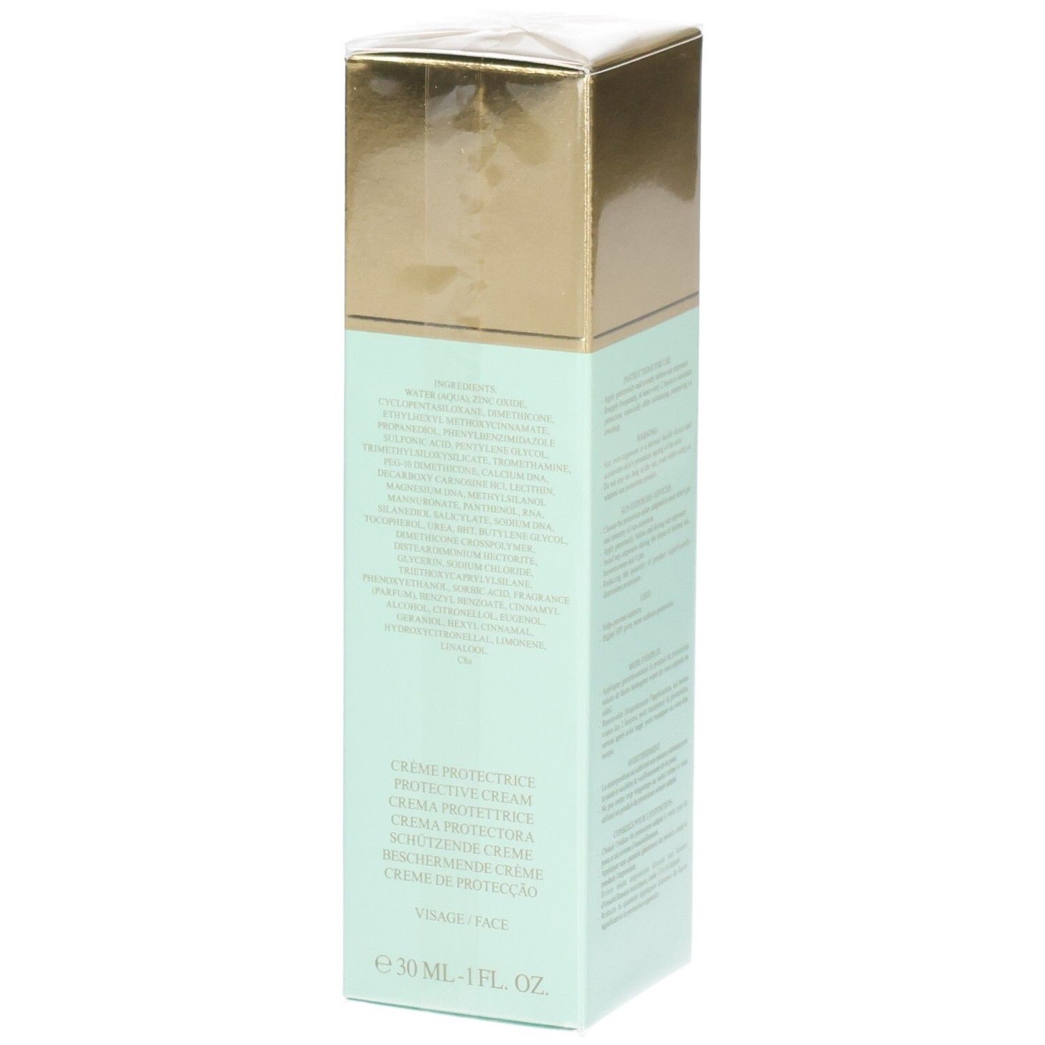Valmont Restoring Perfection SPF50 Verpackung mit Inhaltsstoffangaben.