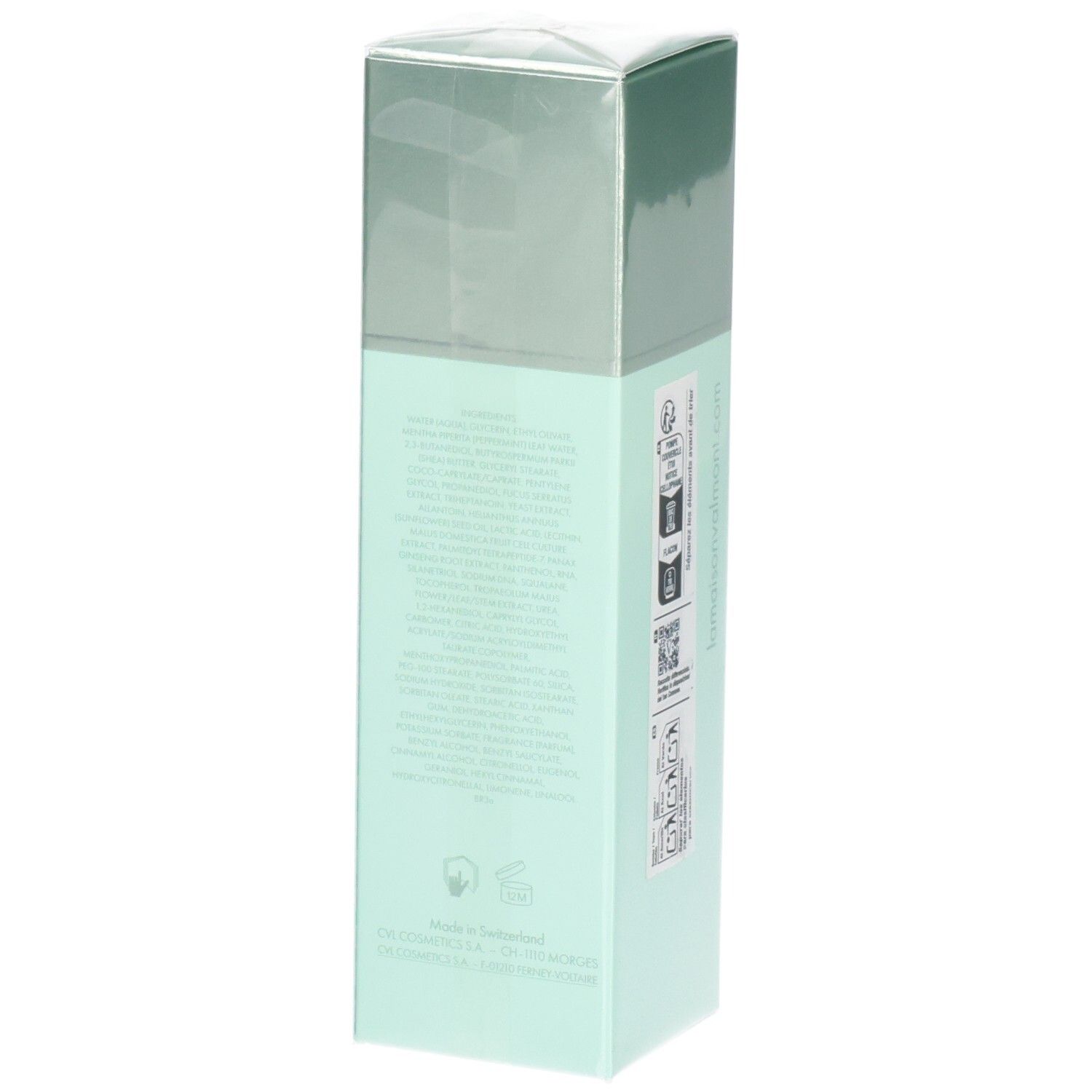 VALMONT Vital B. Fluid Flakon mit detaillierten Informationen und Symbolen auf der Verpackung.
