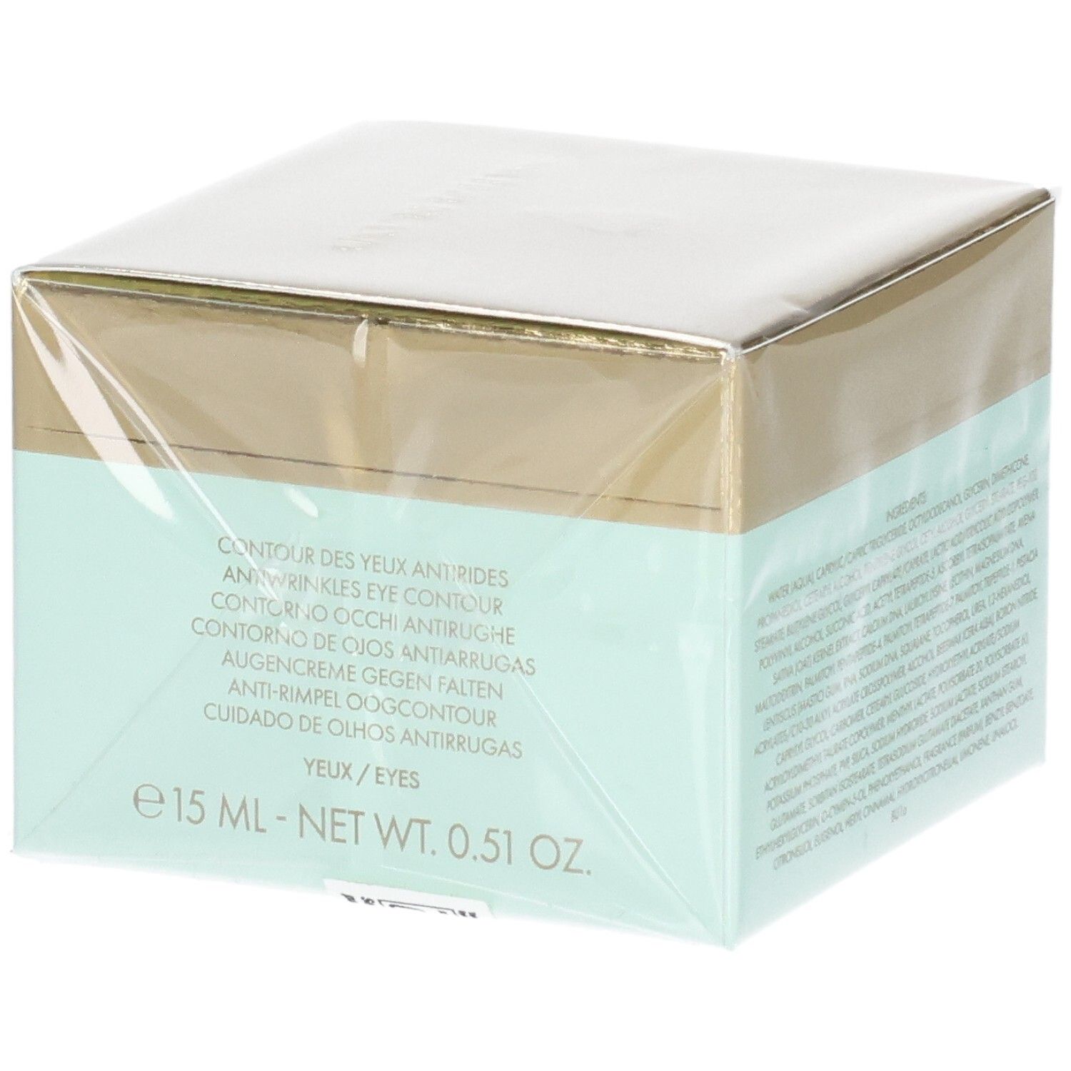 Emballage VALMONT V-Lift Eye Cream, face avant avec "15 ml - NET WT. 0.51 OZ.".