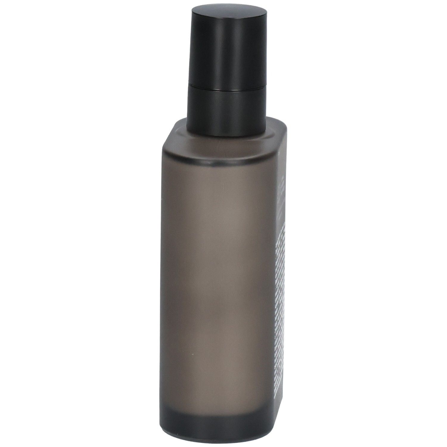 RITUALS Homme After Shave beruhigender Balsam, Seitenansicht der dunklen Flasche mit schwarzem Pumpspender.