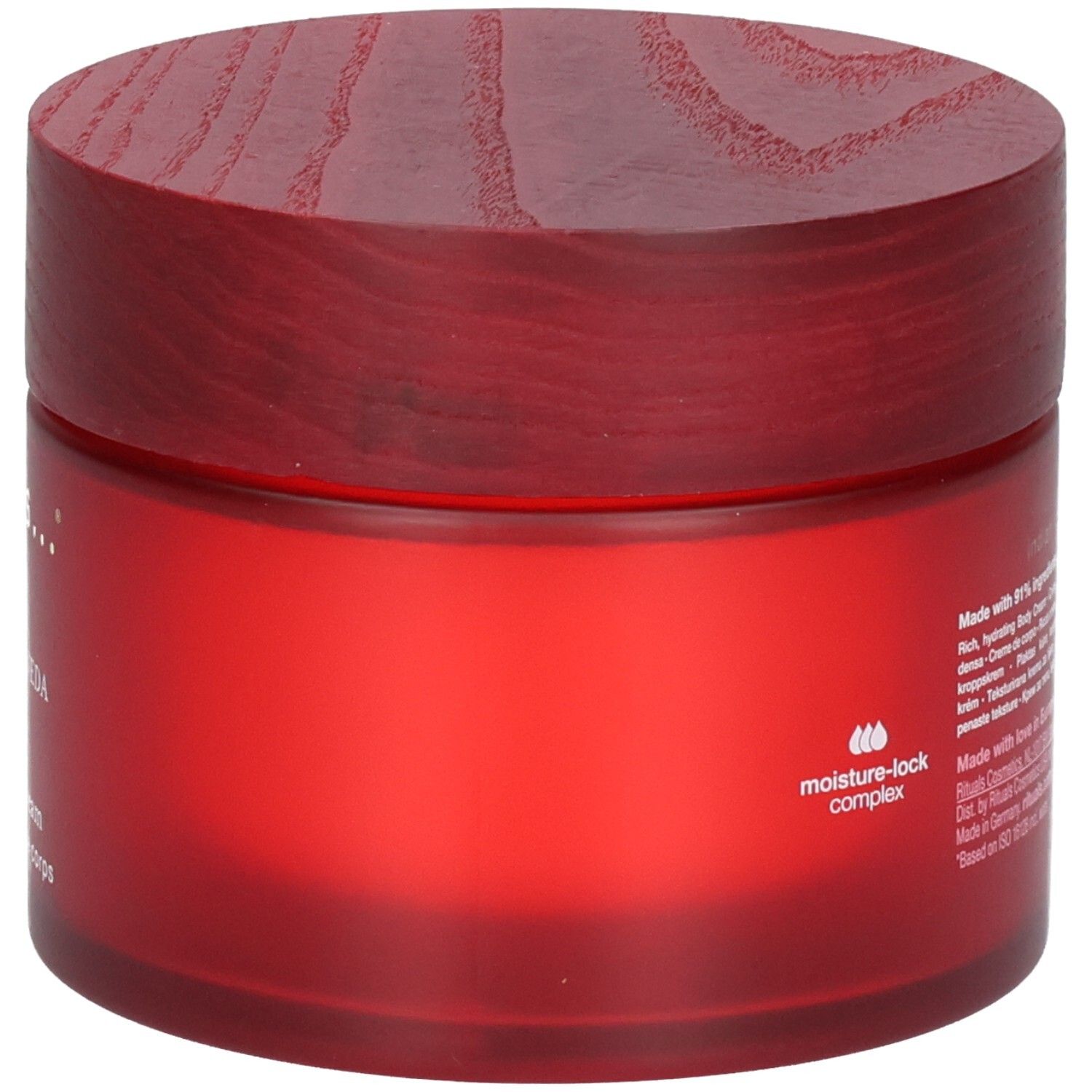 RITUALS The Ritual of Ayurveda Body Cream Behälter mit Fokus auf dem Feuchtigkeitskomplex-Symbol.