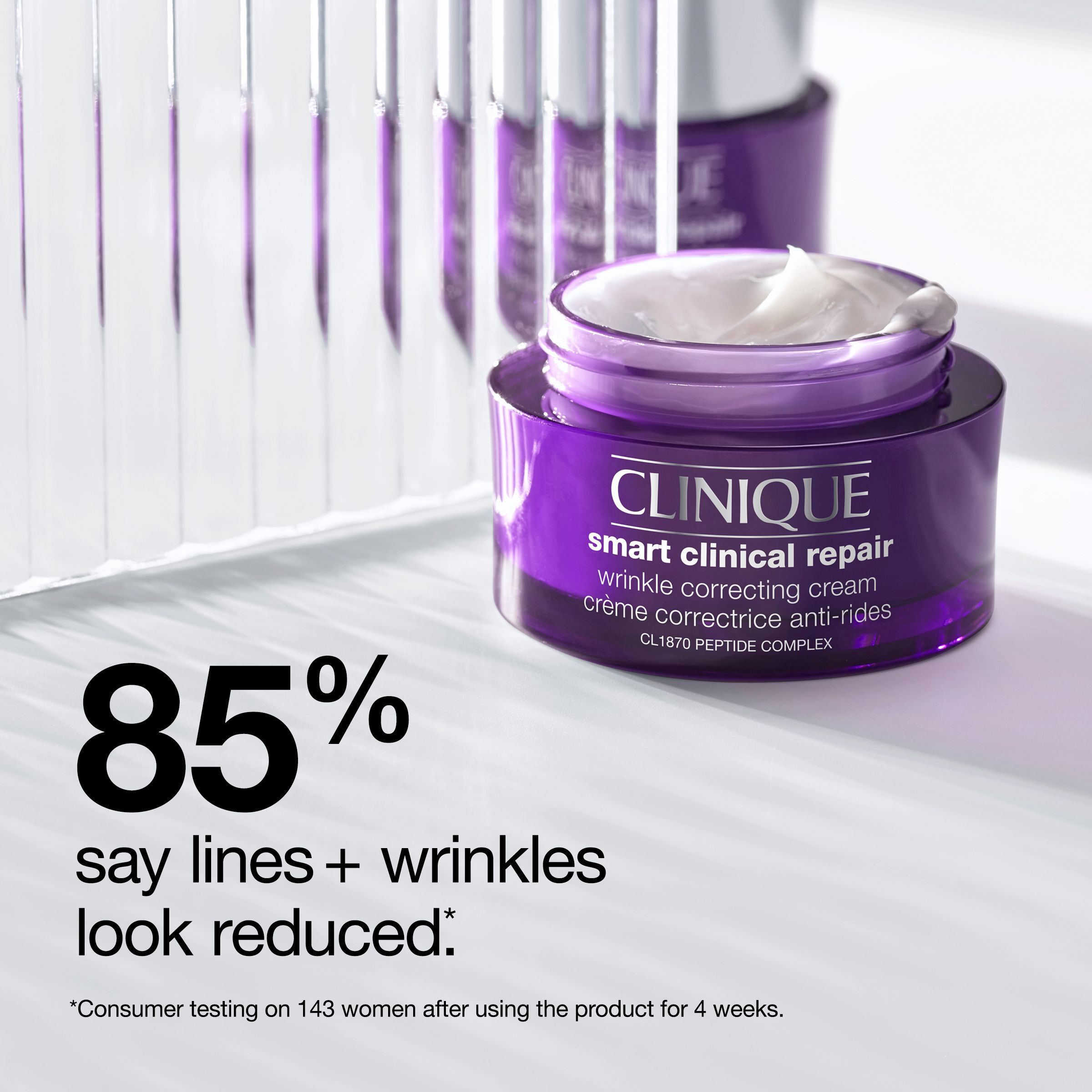 Un pot Clinique Smart Clinical Repair™ avec un pourcentage de 85%.