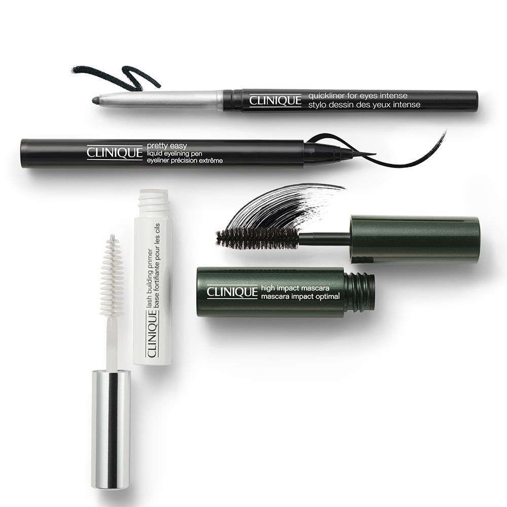 Clinique Augen-Make-up: Lash Building Primer, Eyeliner und Mascara.