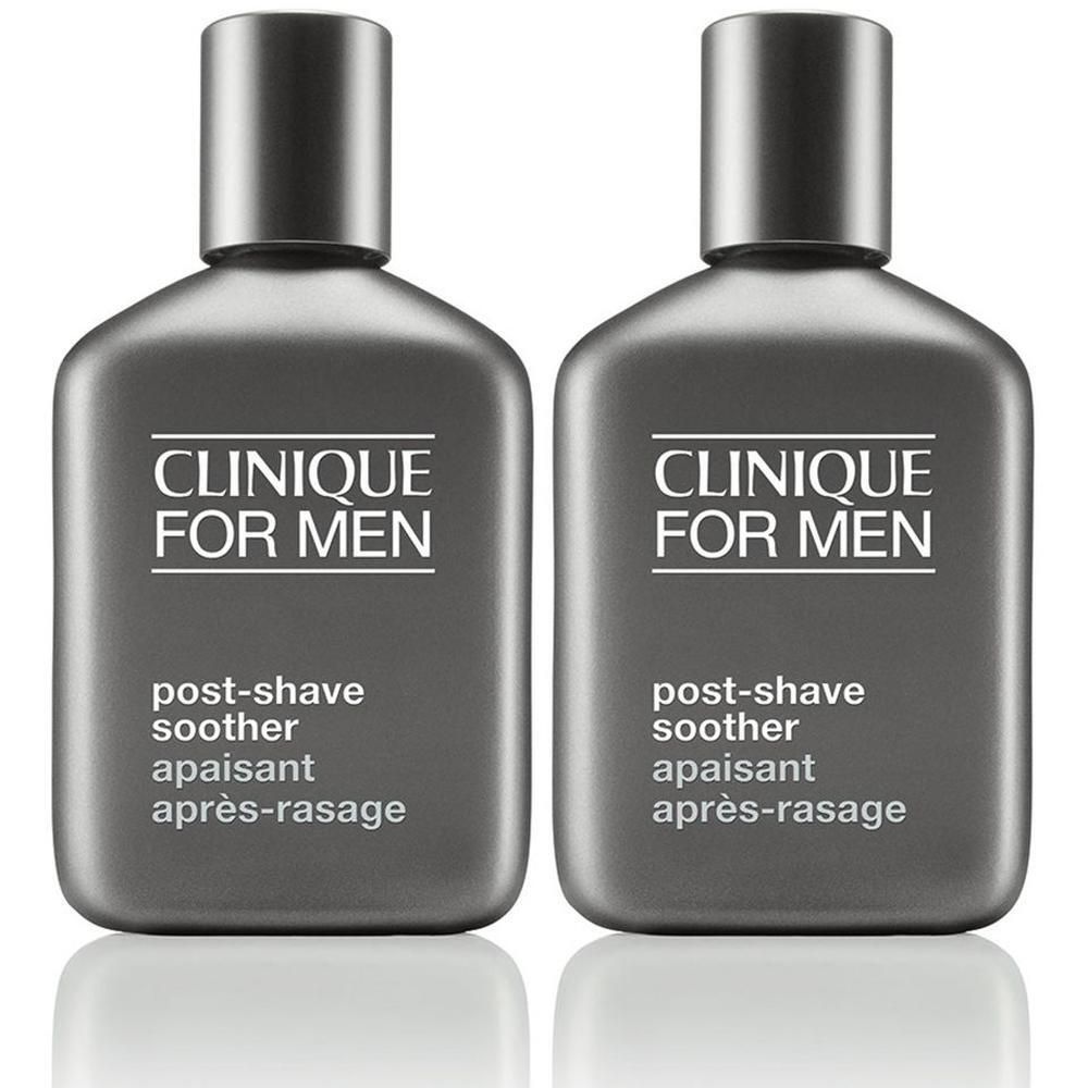 Deux flacons Clinique for Men Post-Shave Soother gris.