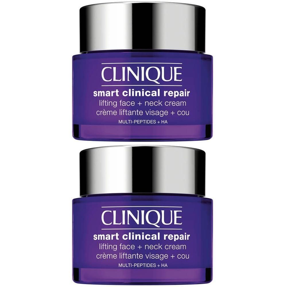 Deux pots de crème liftante visage et cou Clinique Smart Clinical Repair.