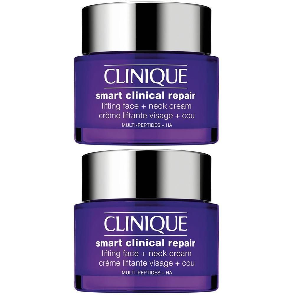 Deux pots de crème liftante visage et cou Clinique Smart Clinical Repair.