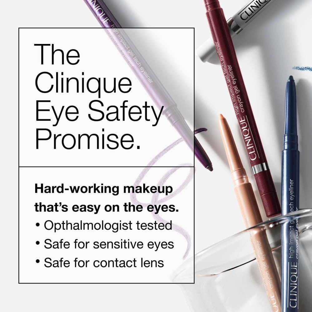 La promesse de sécurité oculaire Clinique avec différents eye-liners Clinique.
