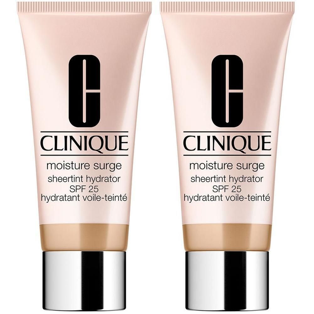 Deux flacons Clinique Moisture Surge Sheertint Hydrator SPF 25, teinte Very Light.