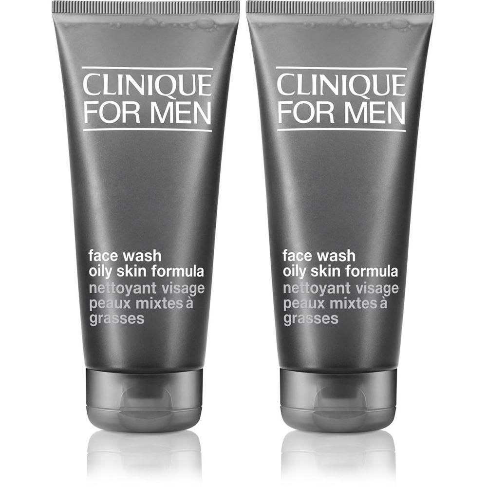 Deux tubes de nettoyant visage Clinique For Men pour peaux grasses.