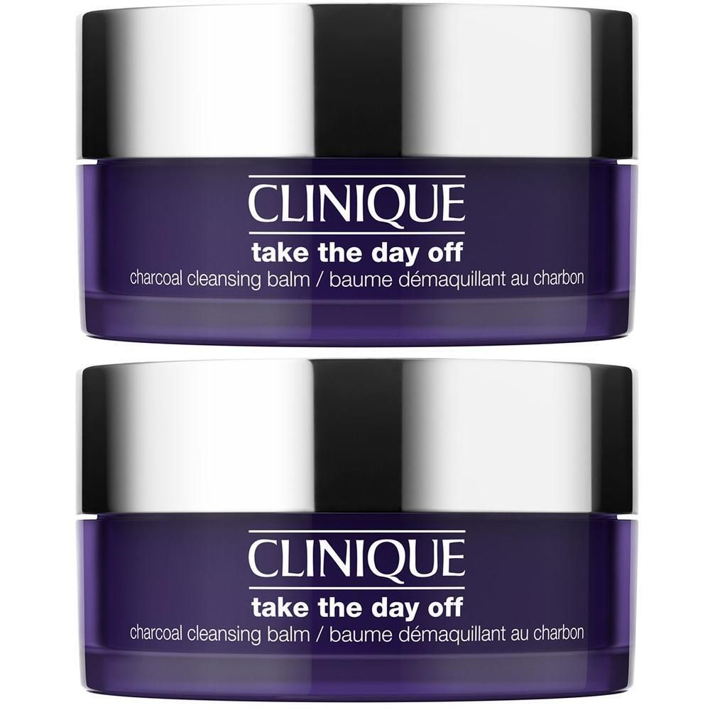 Deux pots de baume nettoyant au charbon Clinique Take The Day Off™.