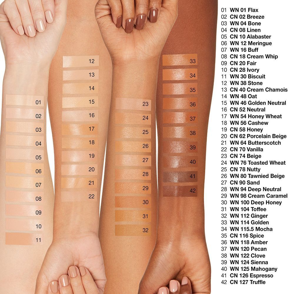 Comparaison des teints de fond de teint sérum CLINIQUE Even Better Clinical SPF 20.