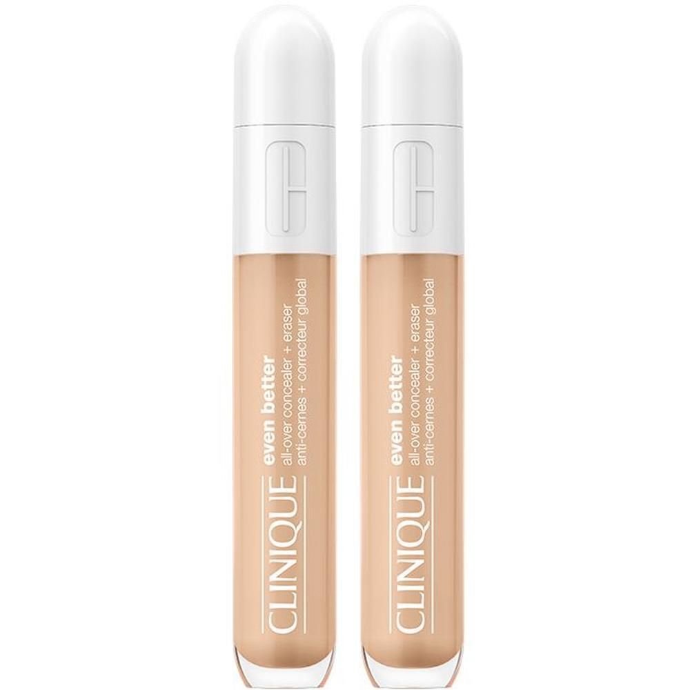 Zwei CLINIQUE Even Better™ All-Over Concealer + Eraser in neutralen Hauttönen.