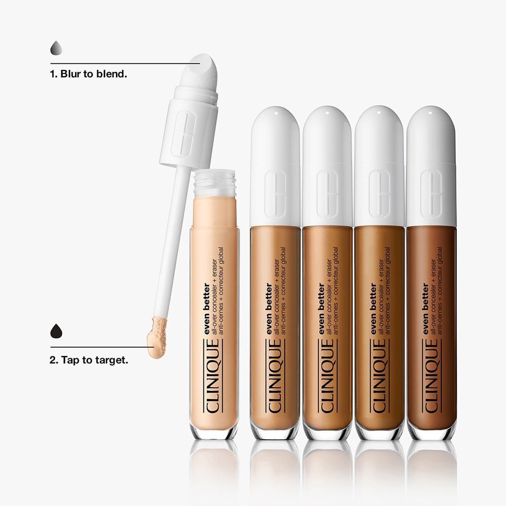 CLINIQUE Even Better™ Concealer mit Applikator und einer Reihe von Produkten.