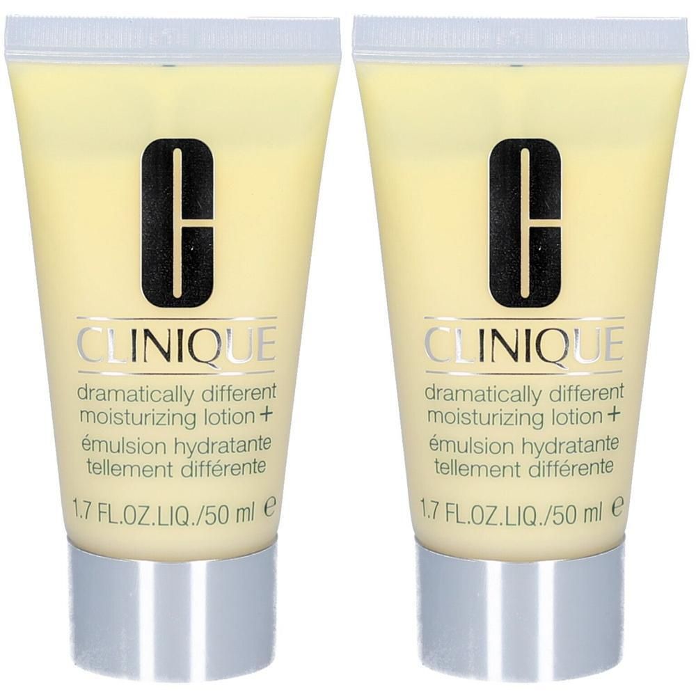 Deux tubes de Clinique Dramatically Different Moisturizing Lotion+, 50 ml chacun.