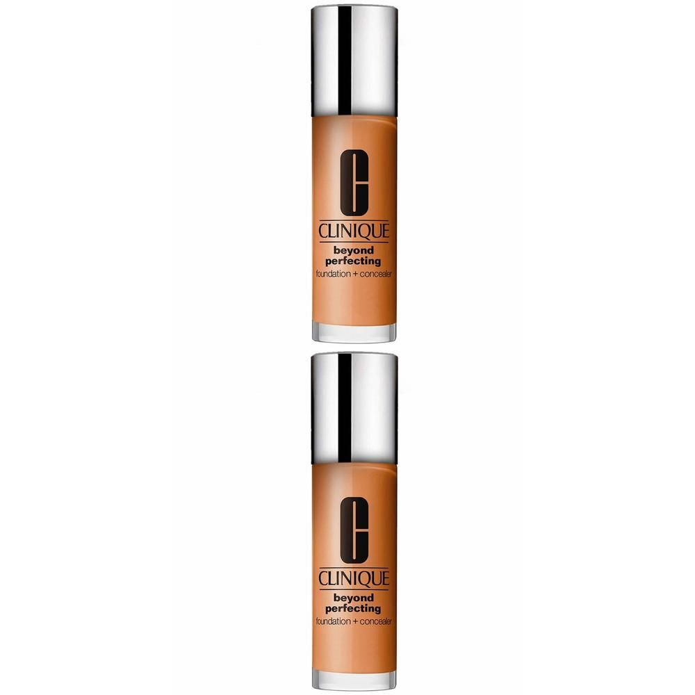 Zwei Flaschen CLINIQUE Beyond Perfecting Foundation + Concealer in der Farbe 23 Ginger.