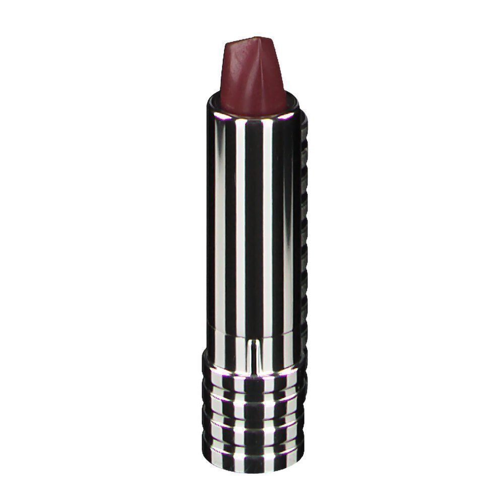 Ein CLINIQUE Lippenstift in silberner Hülse, Farbe 'A Different Grape'.