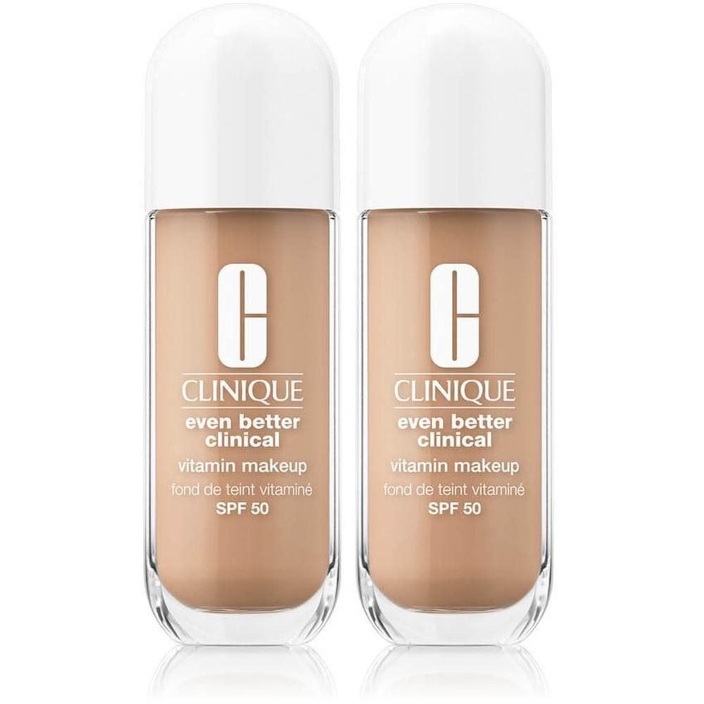 Zwei Flaschen Clinique Even Better Vitamin Makeup, helles mittleres kühles Beige.