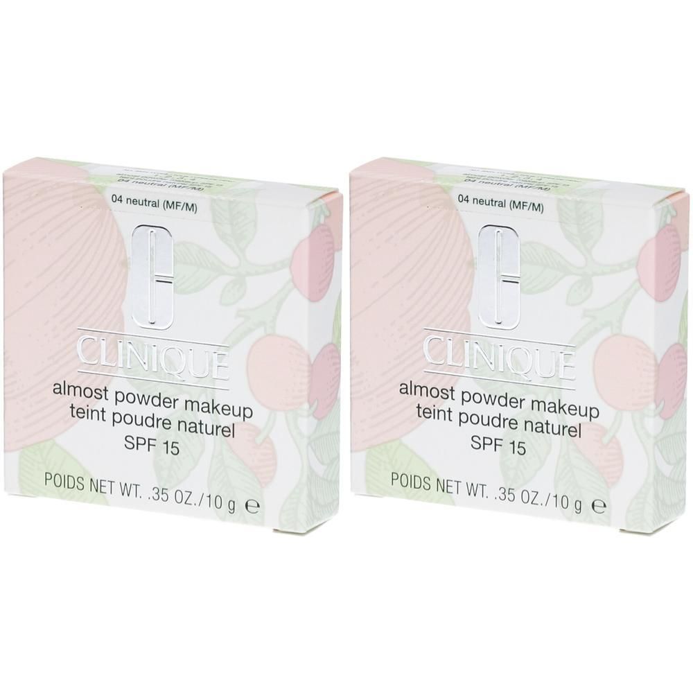 Deux poudres compactes Clinique Fast SPF 15, teinte neutre, 10g chacune.