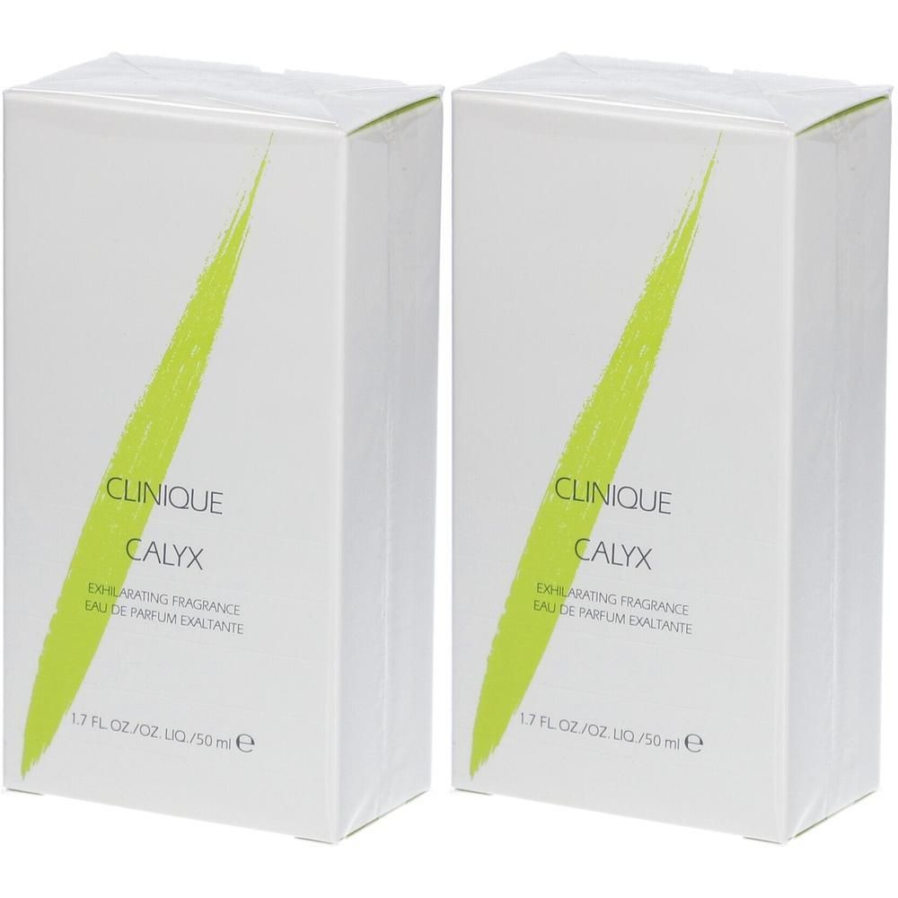 Zwei Clinique Calyx Eau de Parfum Spray 50ml Verpackungen.
