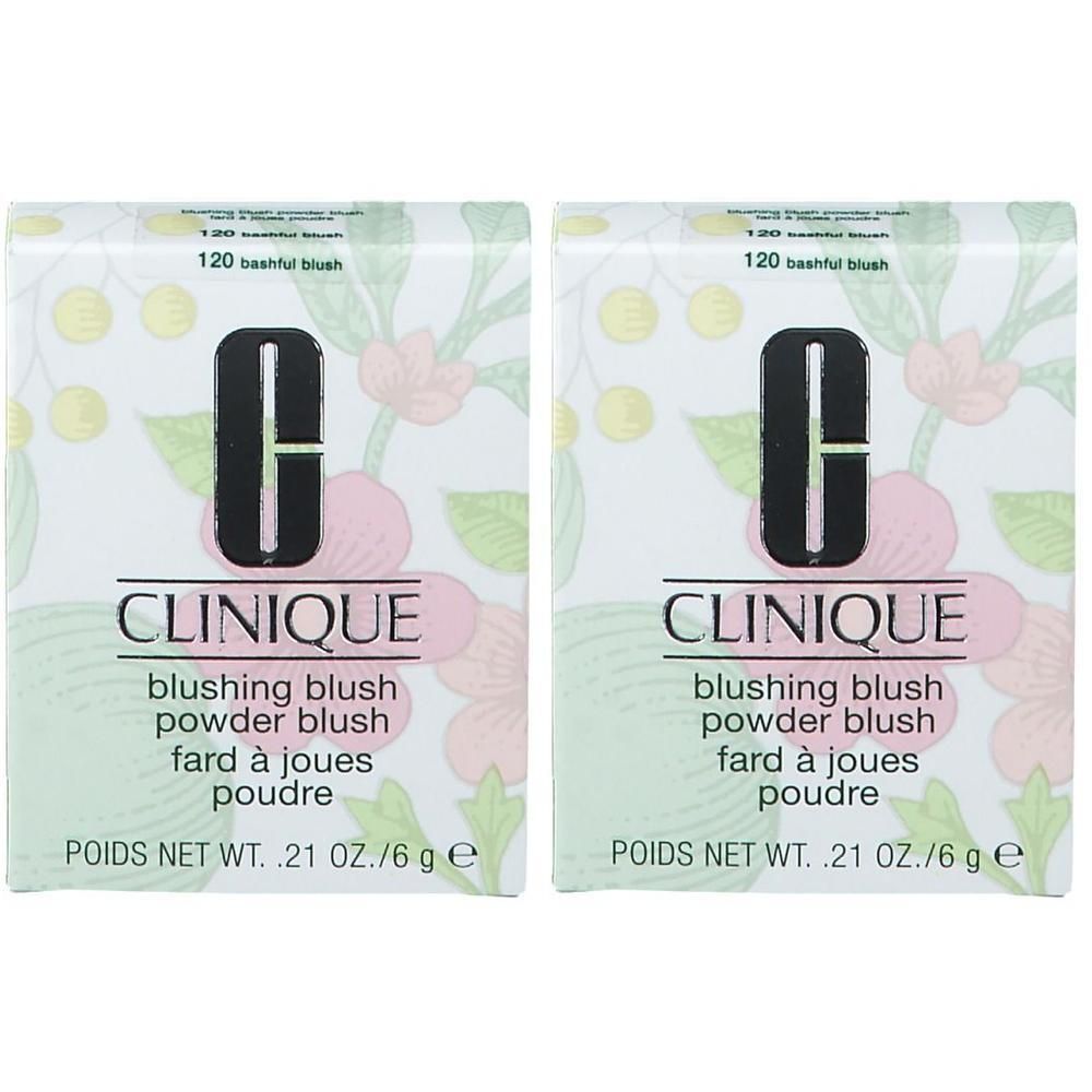 Deux poudres blush Clinique Blushing Blush en Bashful Blush, 6g.