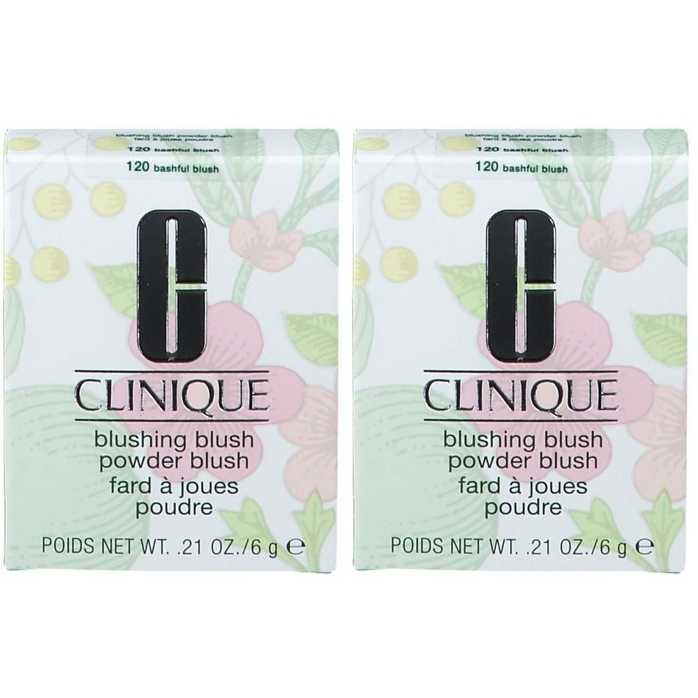 Deux poudres blush Clinique Blushing Blush en Bashful Blush, 6g.