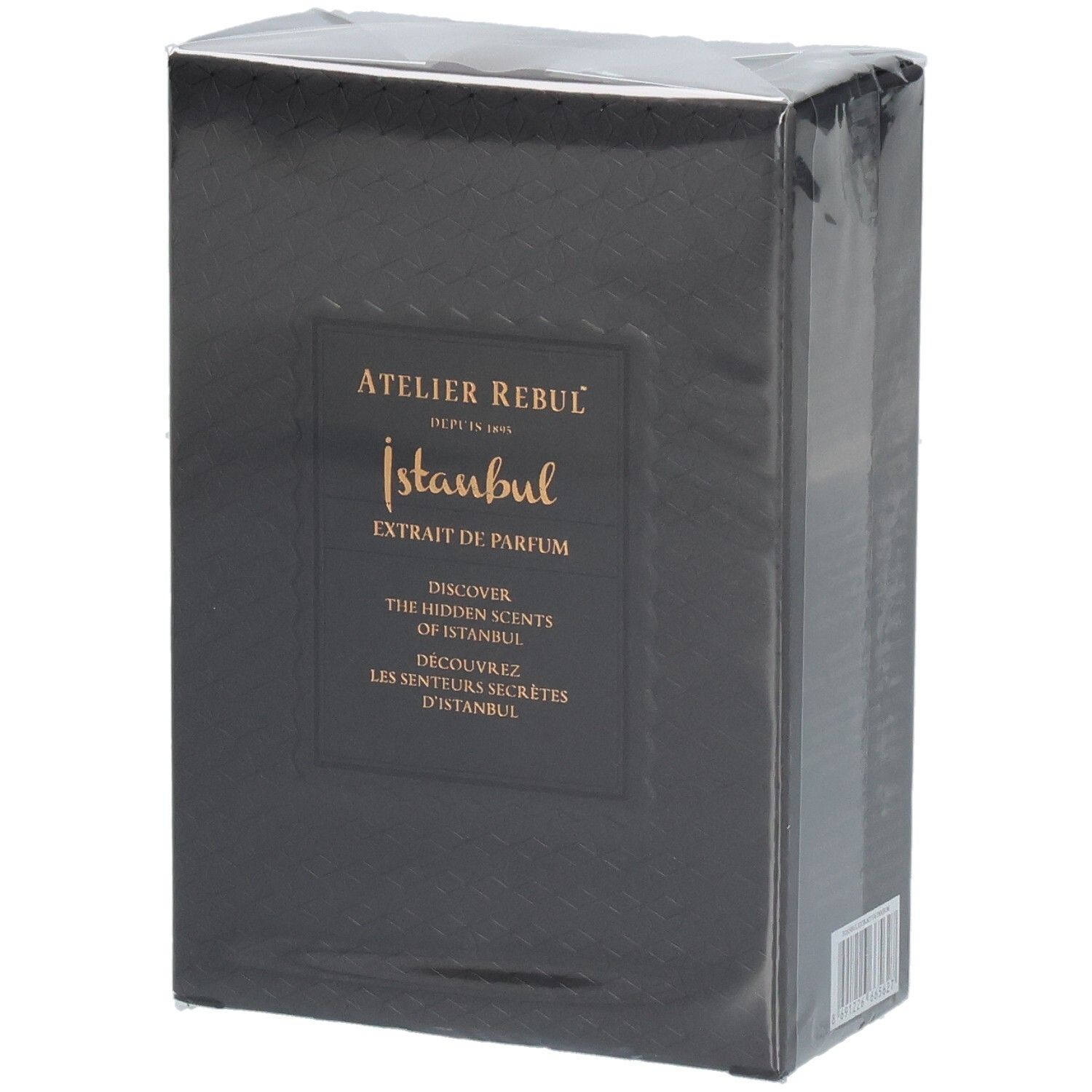 Verpackung von Atelier Rebul Istanbul Extrait de Parfum, Vorderansicht.