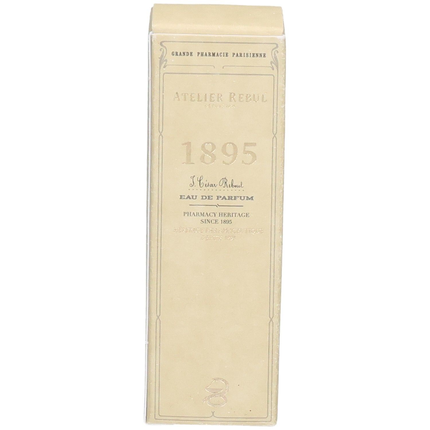 Detailansicht der Atelier Rebul 1895 Eau de Parfum Verpackung mit Logo und Produktbezeichnung.