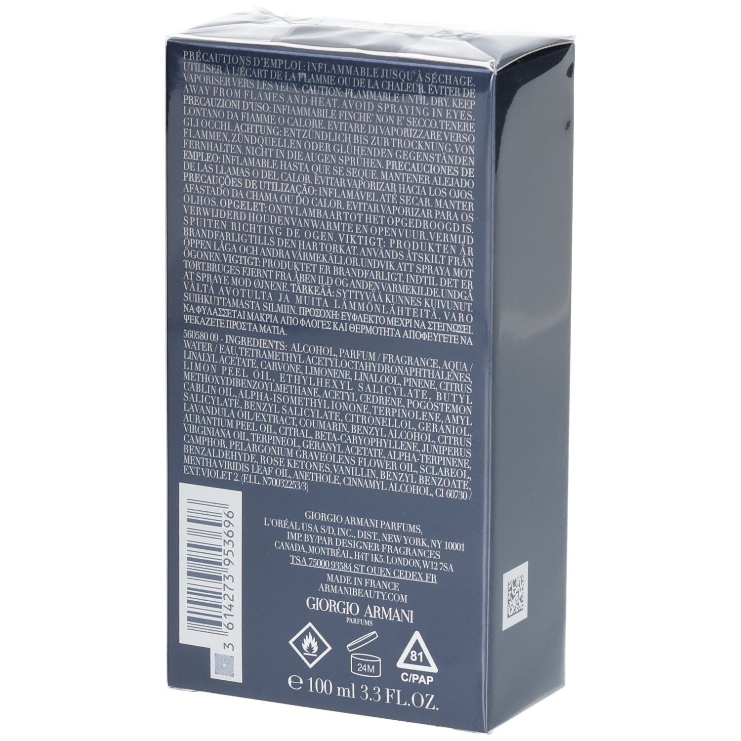 Giorgio Armani Parfums, 100 ml Flakon.