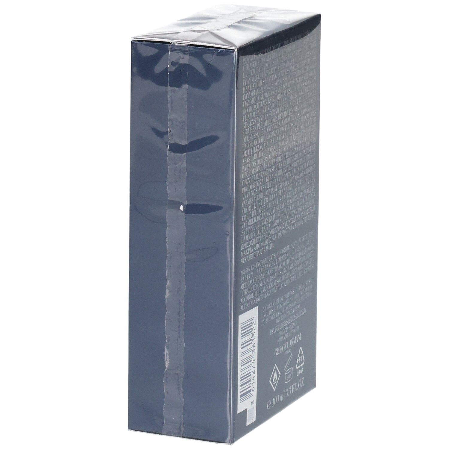 Giorgio Armani Acqua di Gio Profondo Eau de Toilette, 100ml, Seitenansicht mit Text.