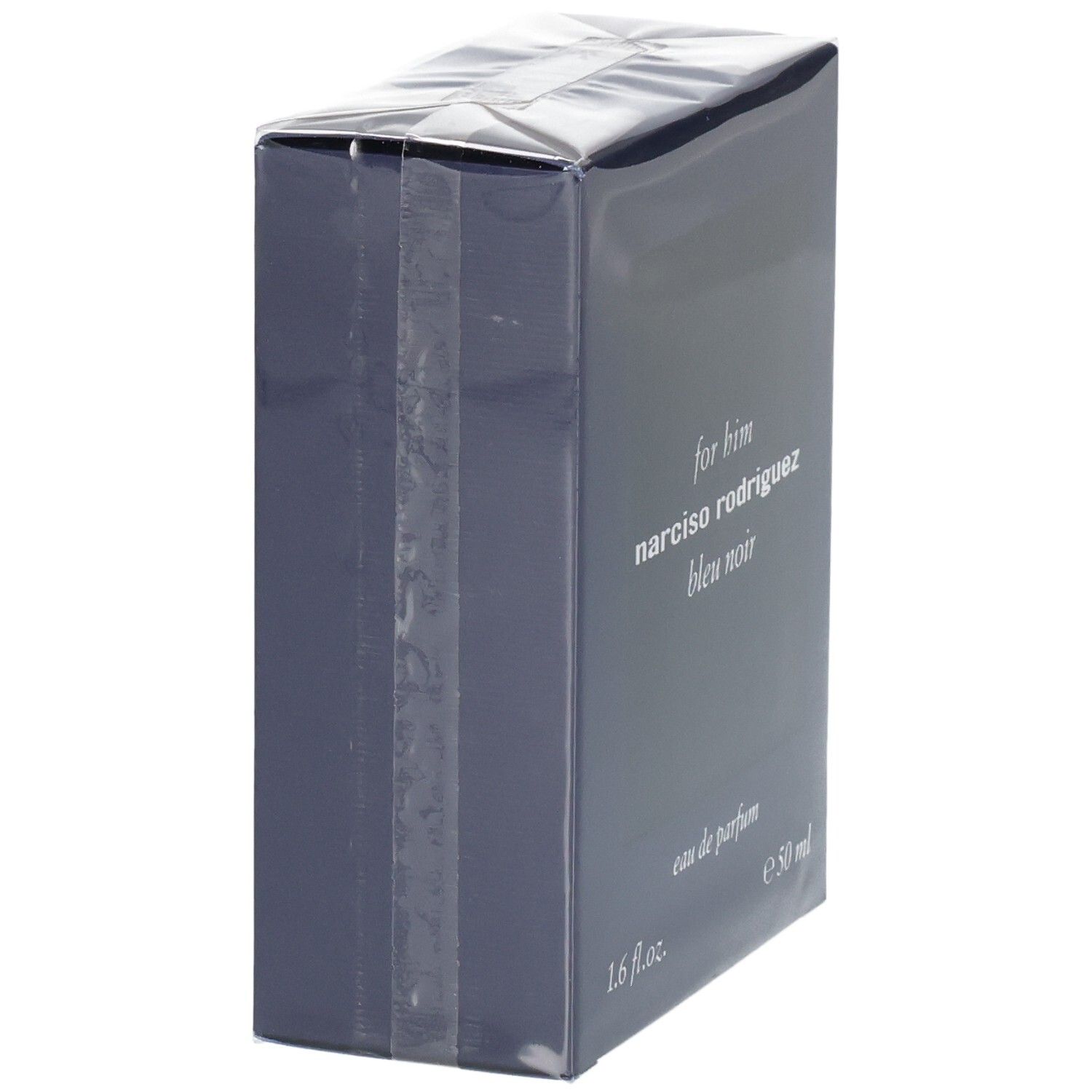 Vue latérale de la boîte de Narciso Rodriguez For Him Bleu Noir Eau de Parfum.
