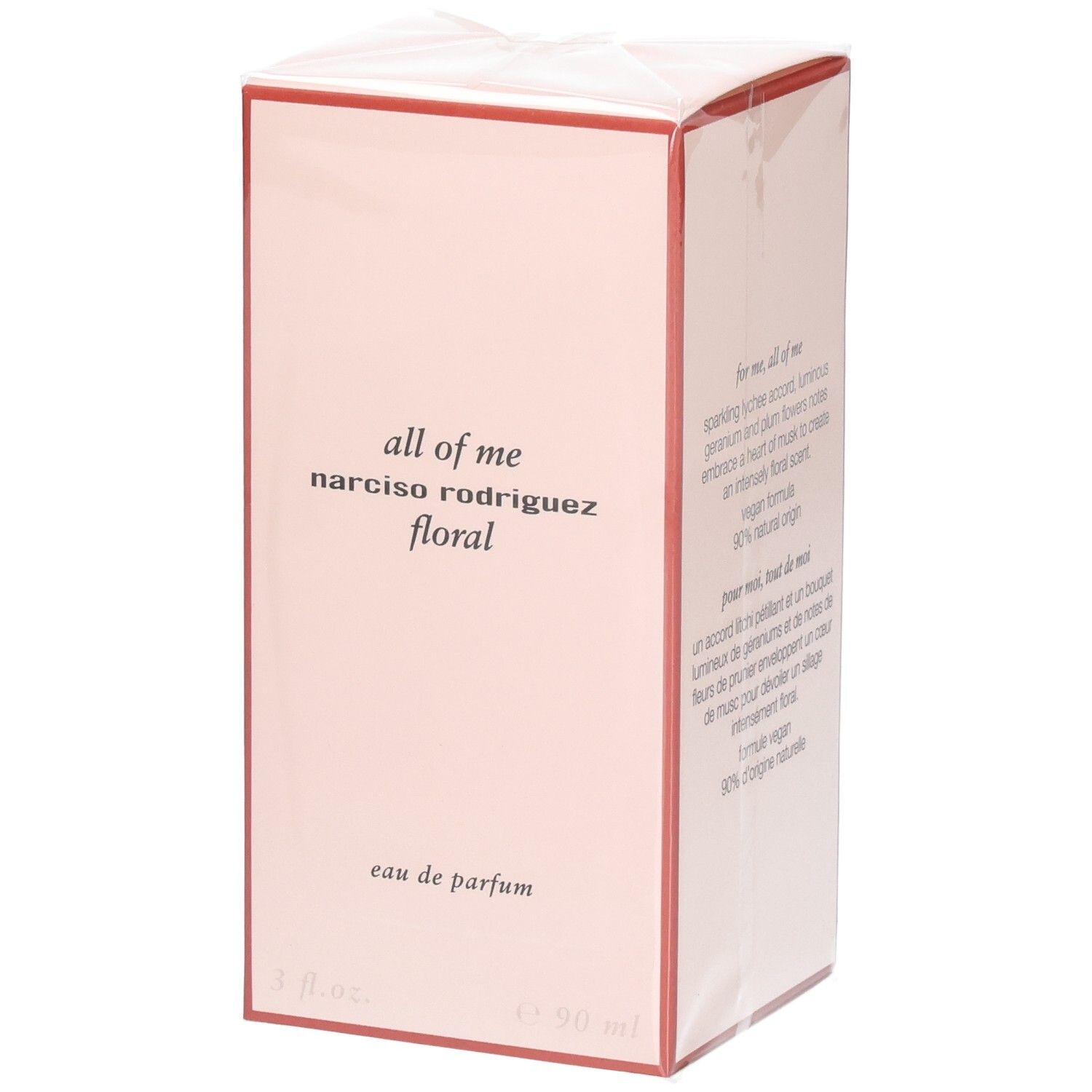 Verpackung von Narciso Rodriguez All of Me Eau de Parfum Florale, 90 ml.