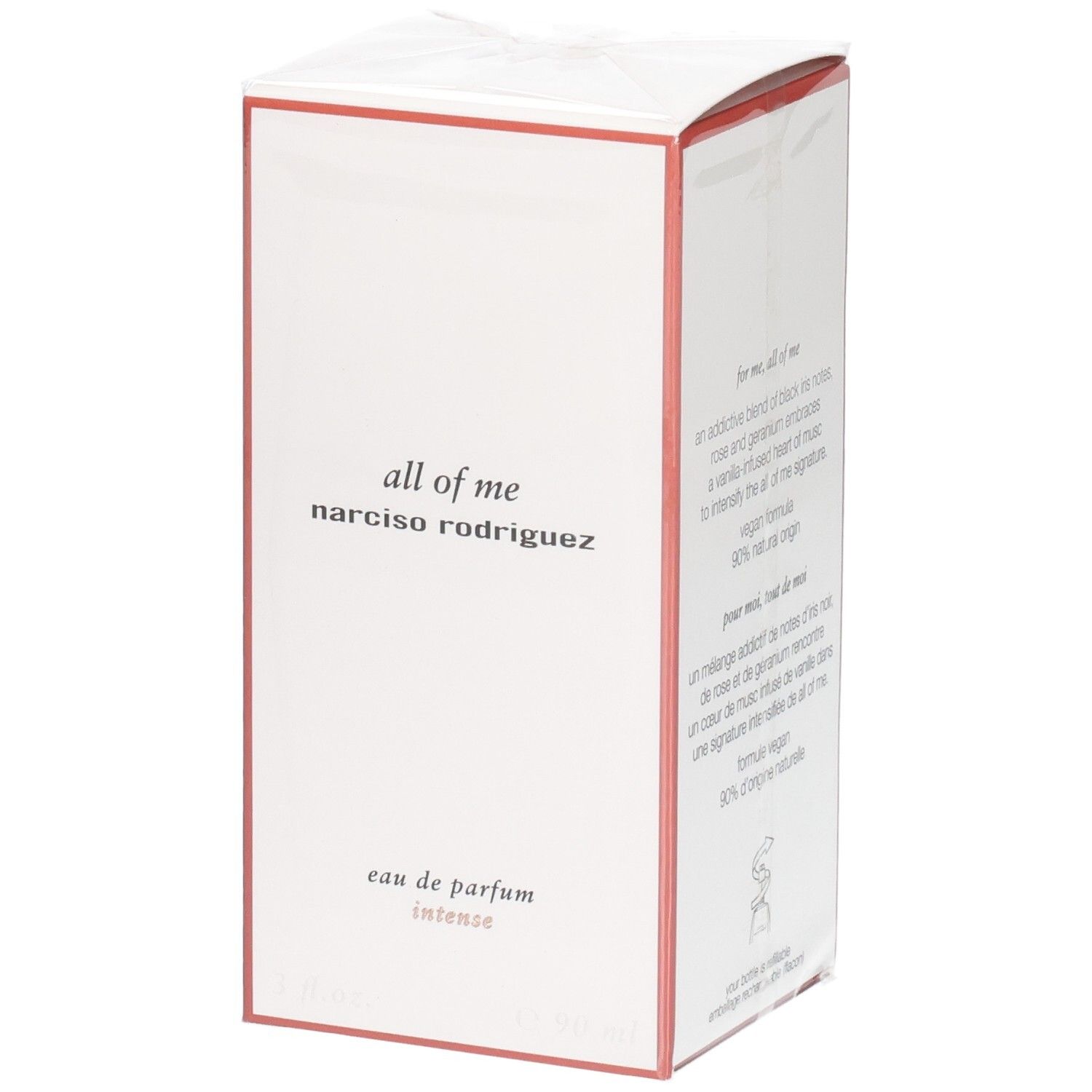 Verpackung von Narciso Rodriguez All of Me Eau de Parfum Intense mit Textangaben.