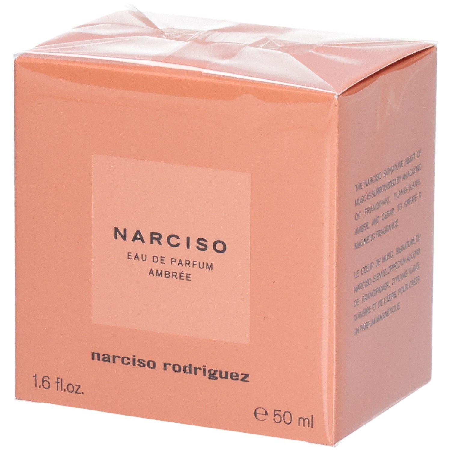 Emballage du parfum Narciso Rodriguez Eau de Parfum Ambrée, 50 ml.