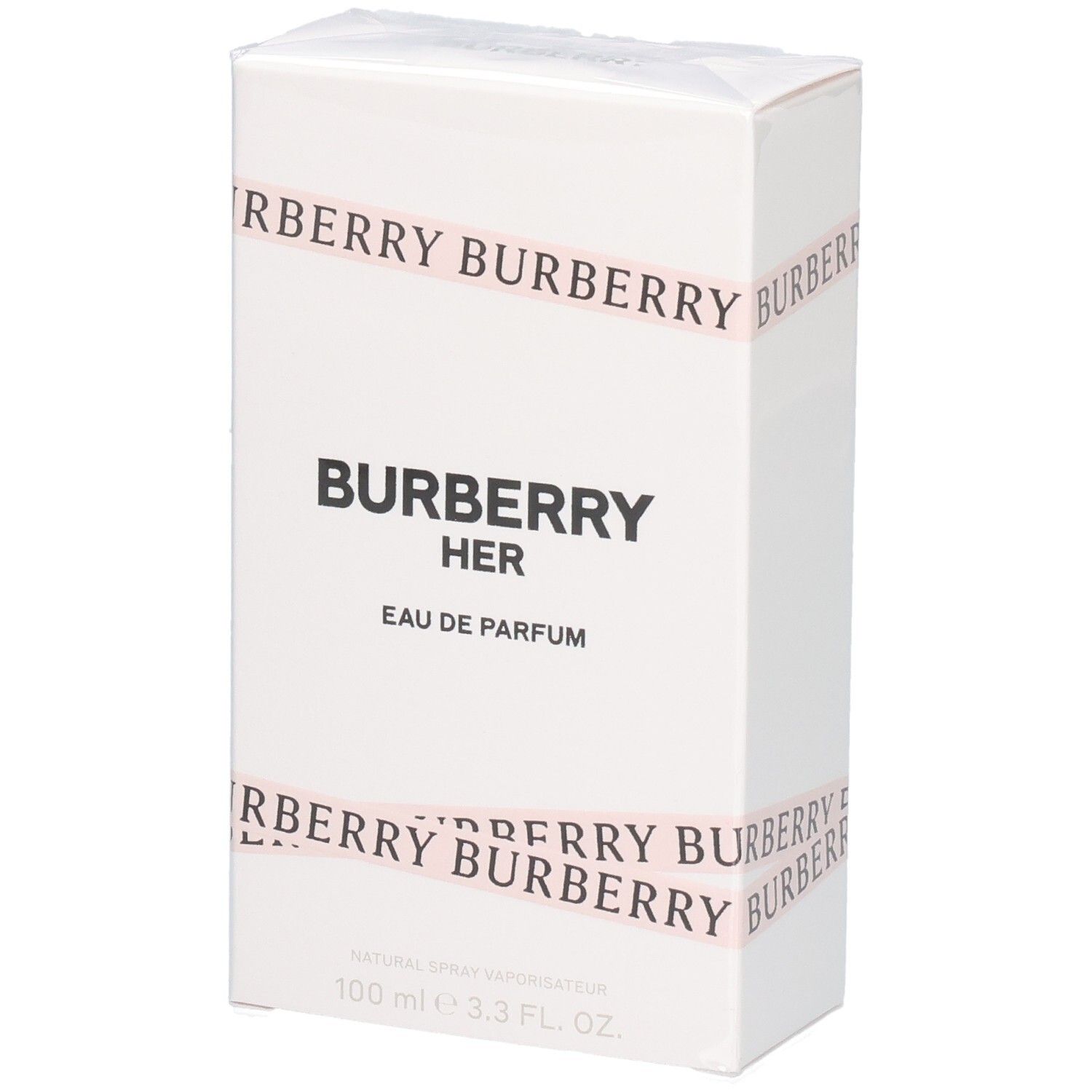 Weiße Verpackung für Burberry Her Eau de Parfum, 100 ml.