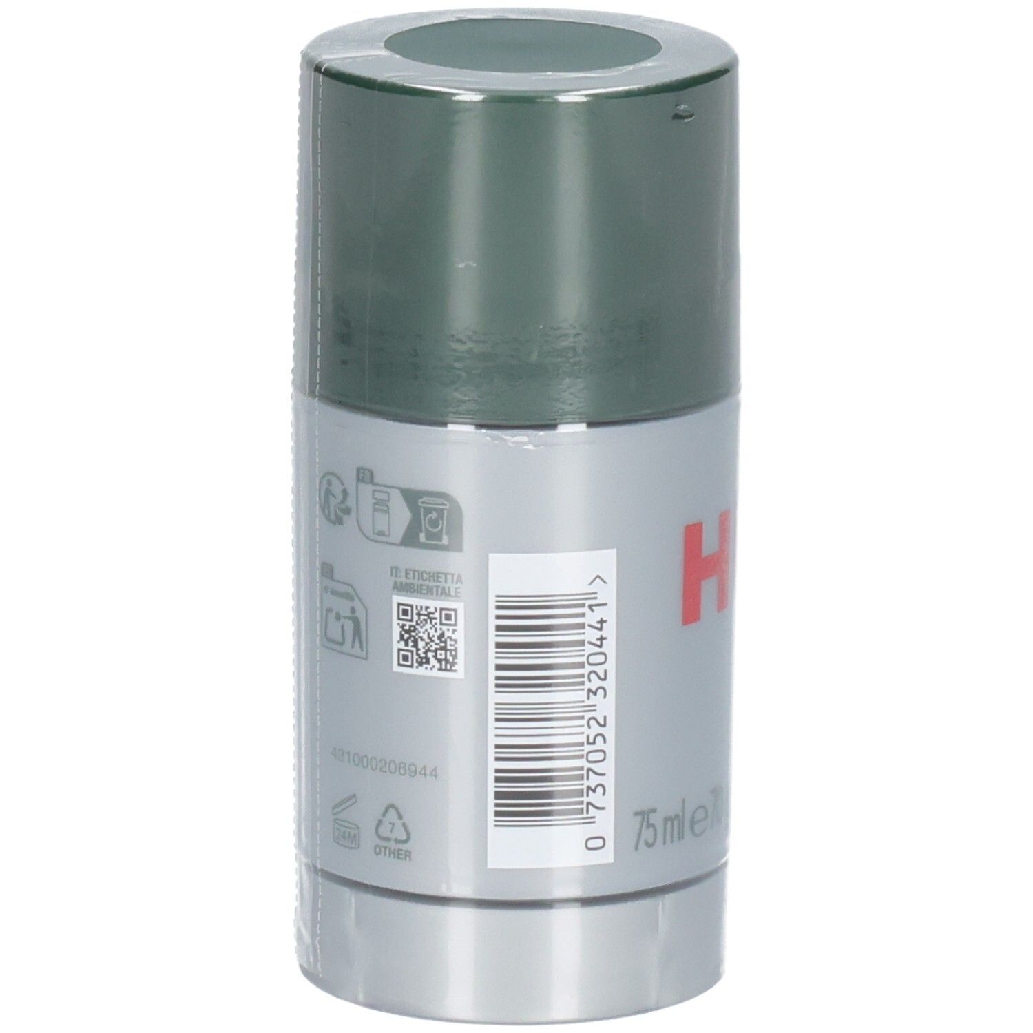Rückseite des Hugo Boss Man Deodorant Sticks mit Barcode und Symbolen.