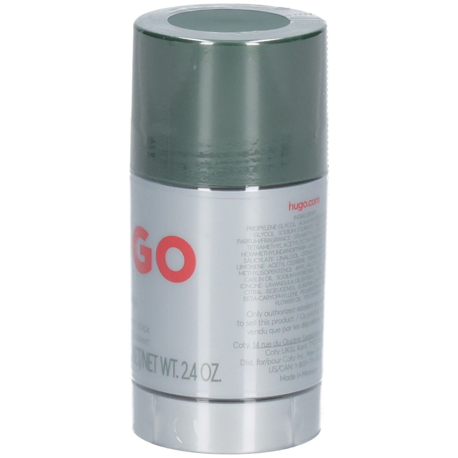Seite des Hugo Boss Man Deodorant Sticks mit Inhaltsstoffen und Herkunftsland.