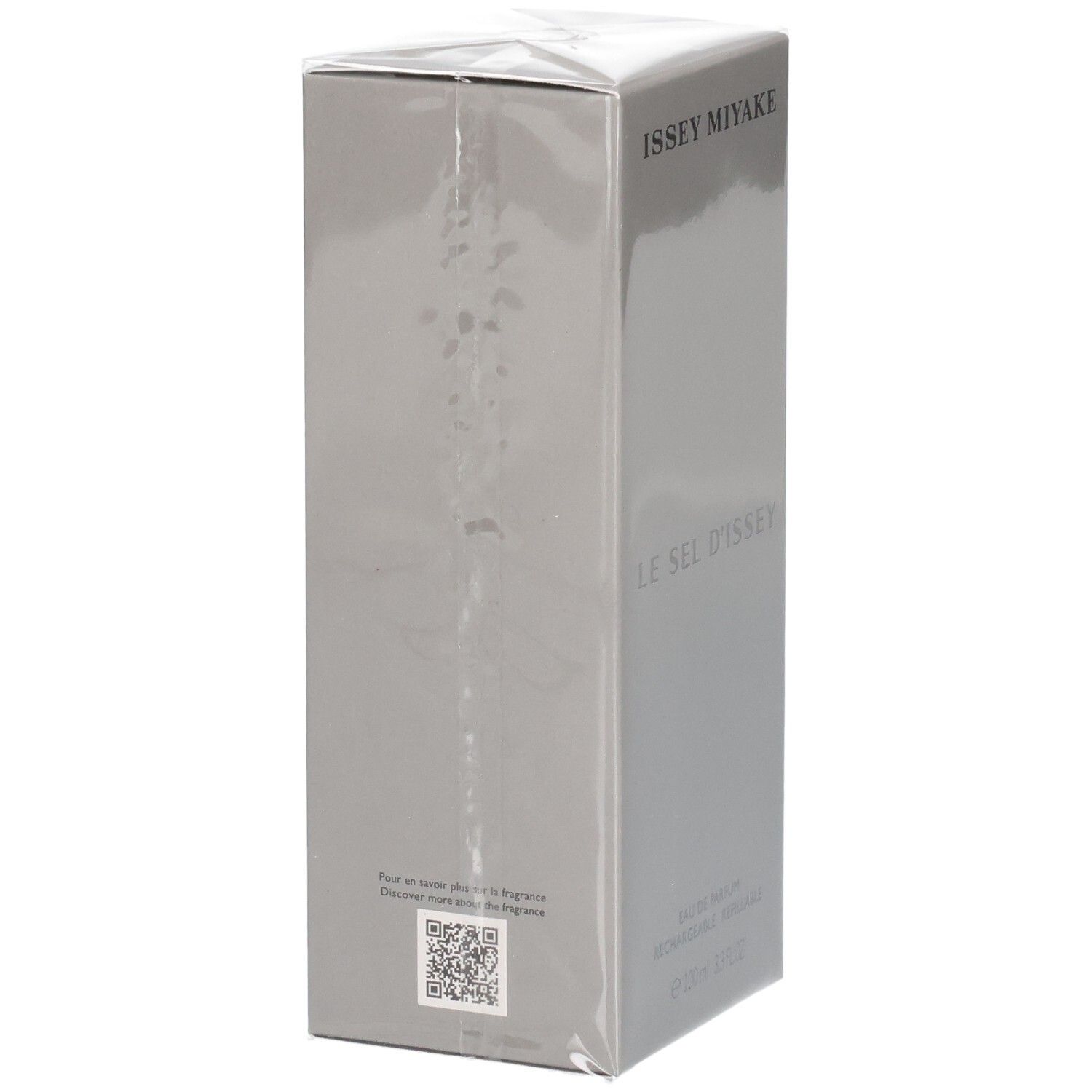 Issey Miyake Le Sel d'Issey Eau de Parfum Kartonverpackung mit QR-Code.