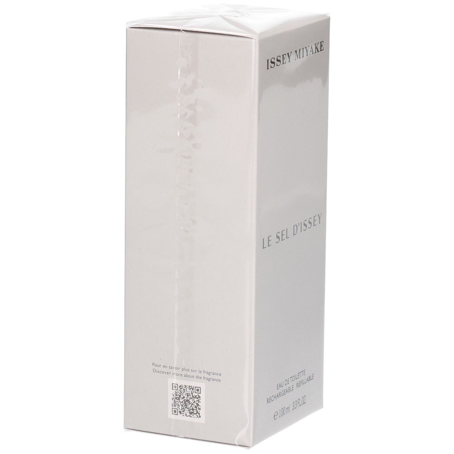 Issey Miyake Le Sel d'Issey Eau de Toilette Kartonverpackung mit QR-Code.