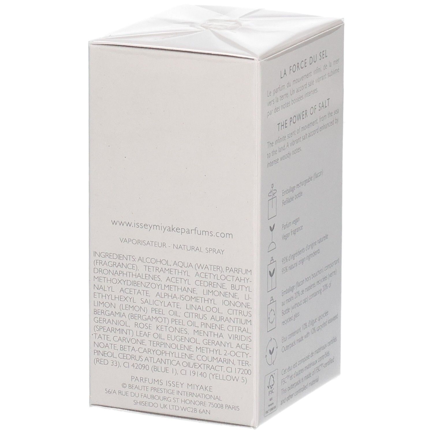 Issey Miyake Le Sel d'Issey Eau de Toilette, 50ml, wiederbefüllbar. Inhaltsstoffliste auf der Verpackung.