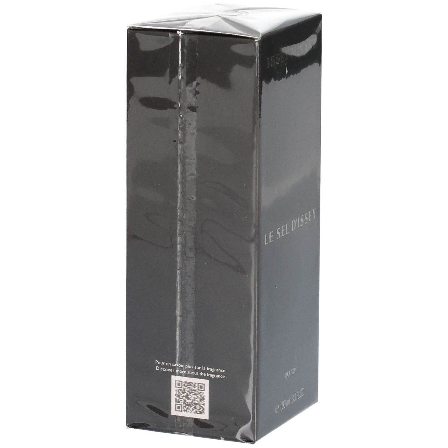 Issey Miyake Le Sel d'Issey Parfum emballage, côté avec code QR.