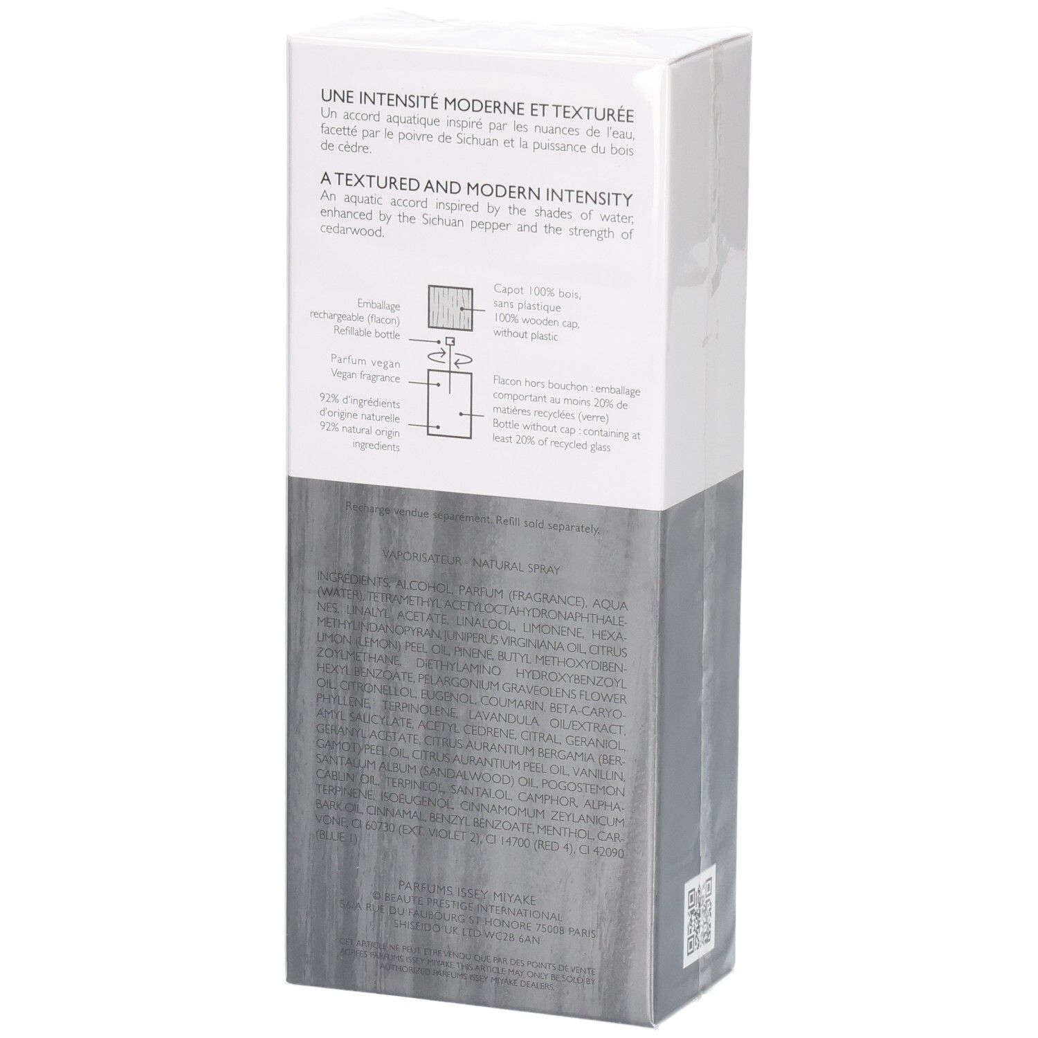 Issey Miyake L'Eau d'Issey Pour Homme Eau de Parfum boîte, dos avec texte.
