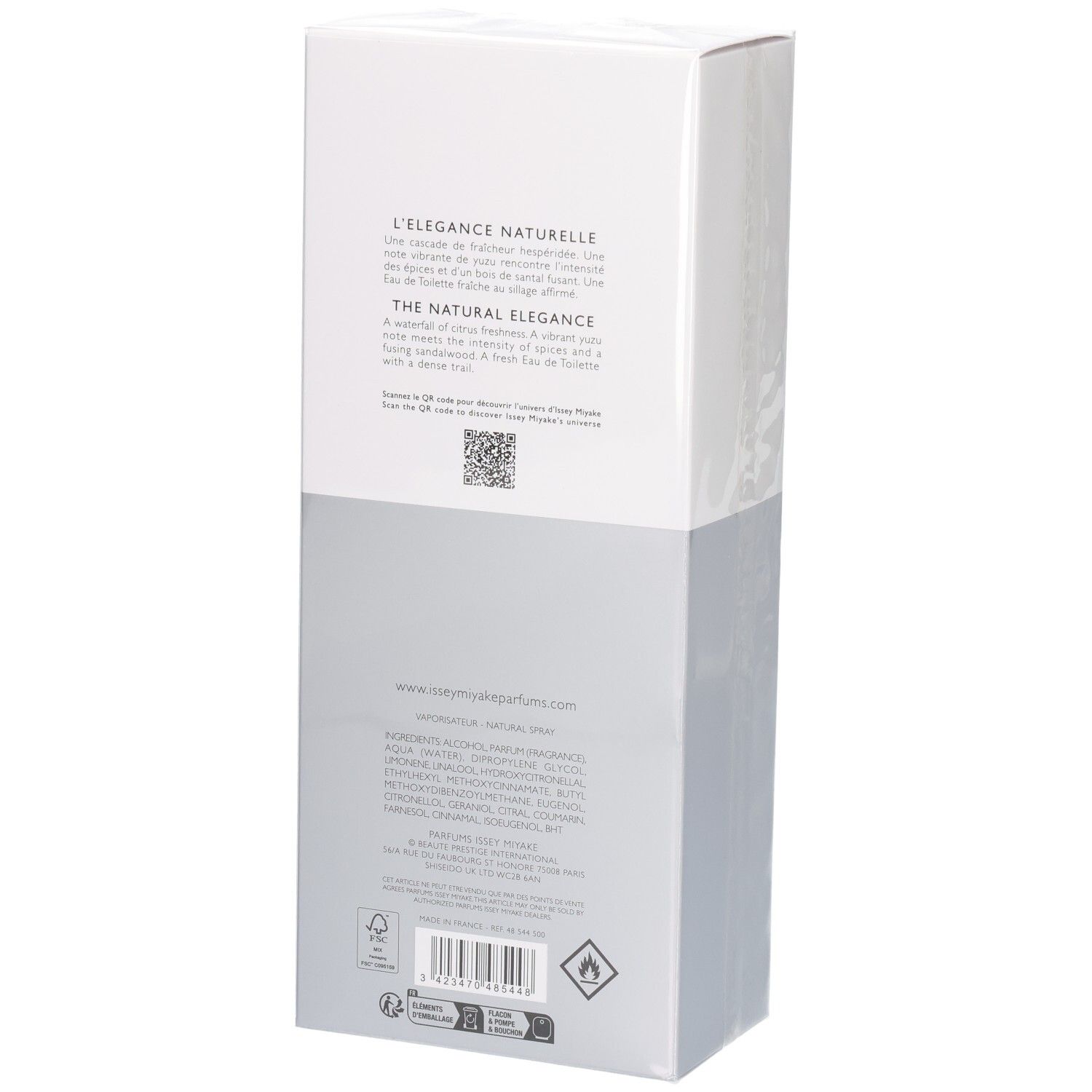 Rückseite des Issey Miyake L'Eau d'Issey Pour Homme Eau de Toilette Kartons.