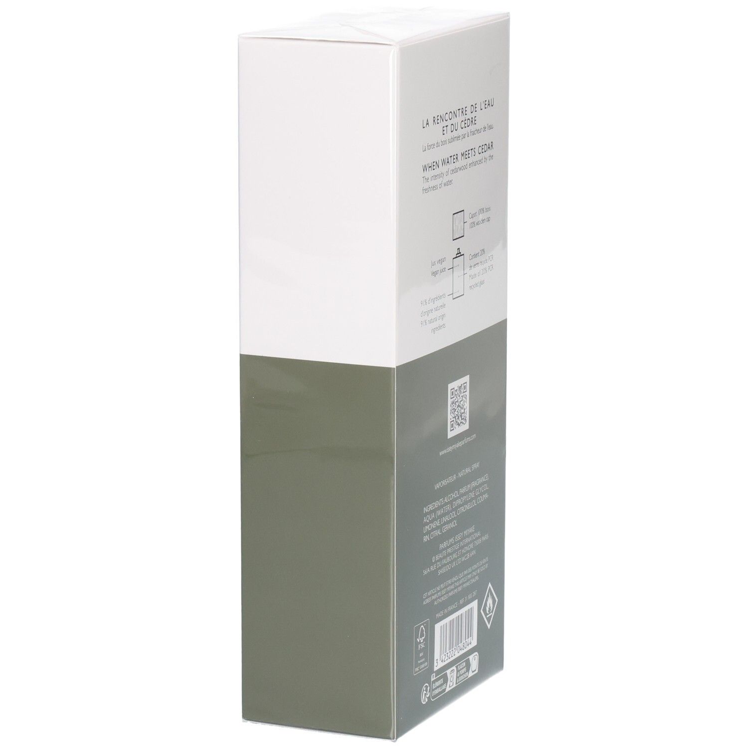 Issey Miyake L'Eau d'Issey Pour Homme Eau & Cèdre flacon de toilette, boîte, dos.