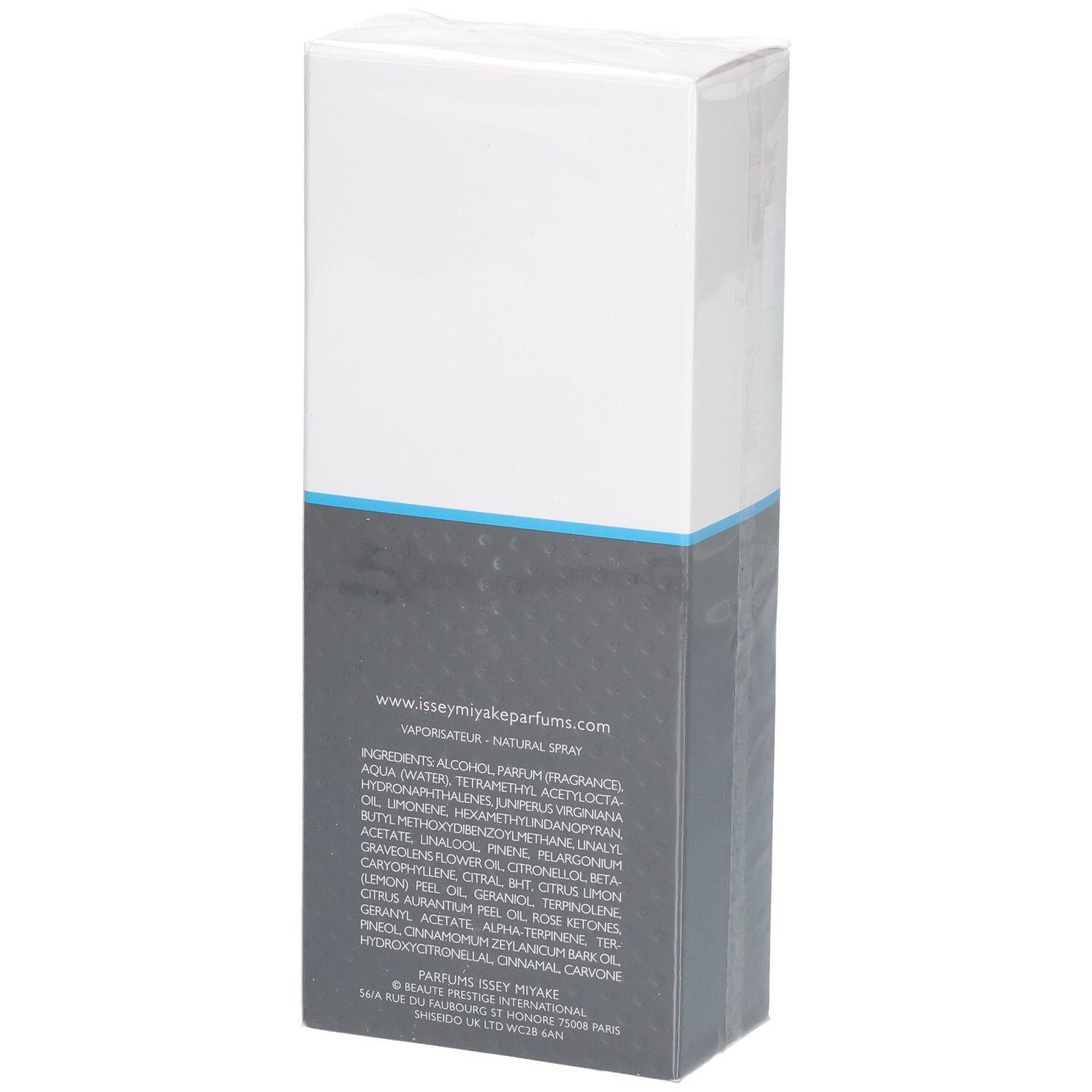 Issey Miyake L'Eau d'Issey Pour Homme Sport Eau de Toilette 50ml, dos avec ingrédients.