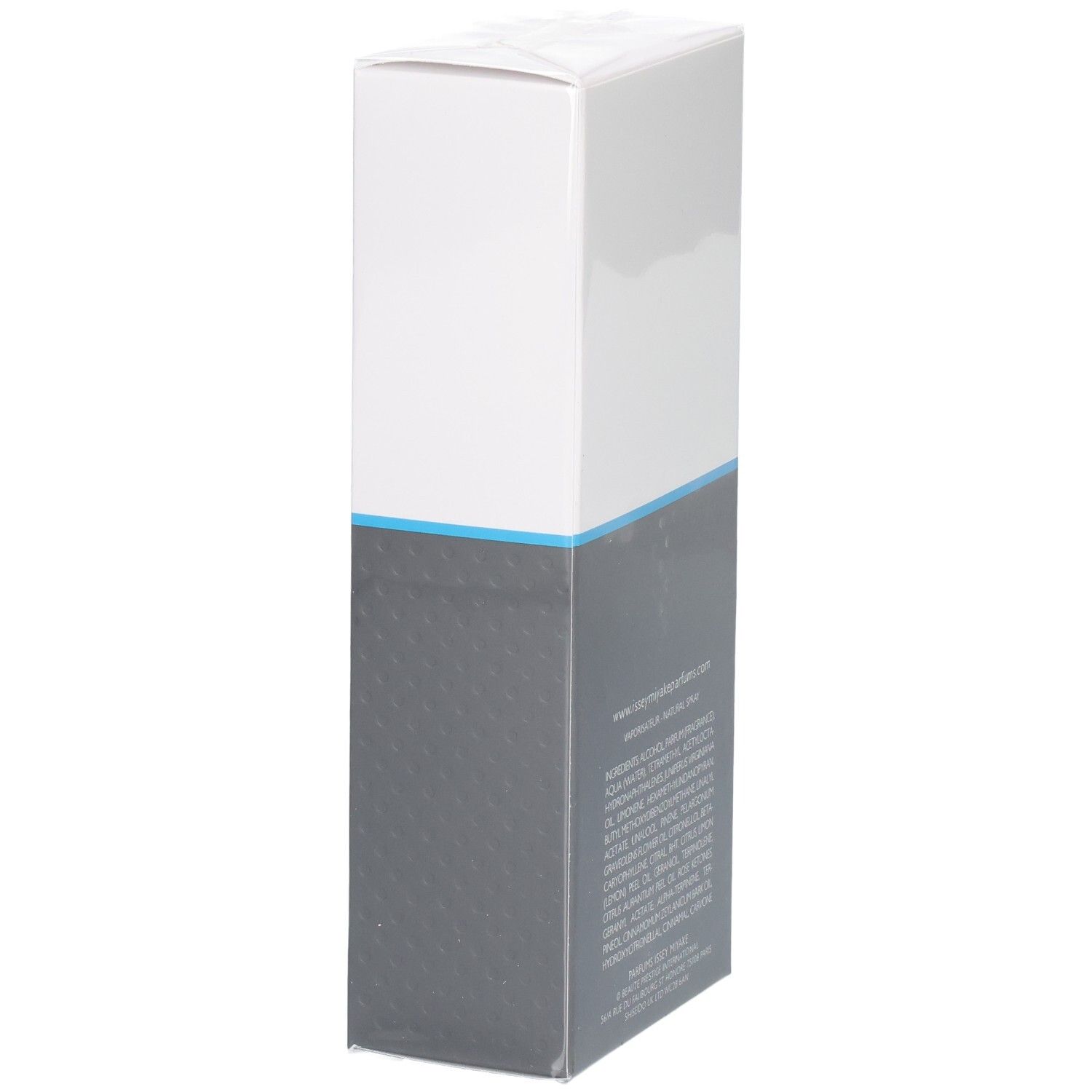 Issey Miyake L'Eau d'Issey Pour Homme Sport Eau de Toilette 50ml, vue latérale avec ingrédients.