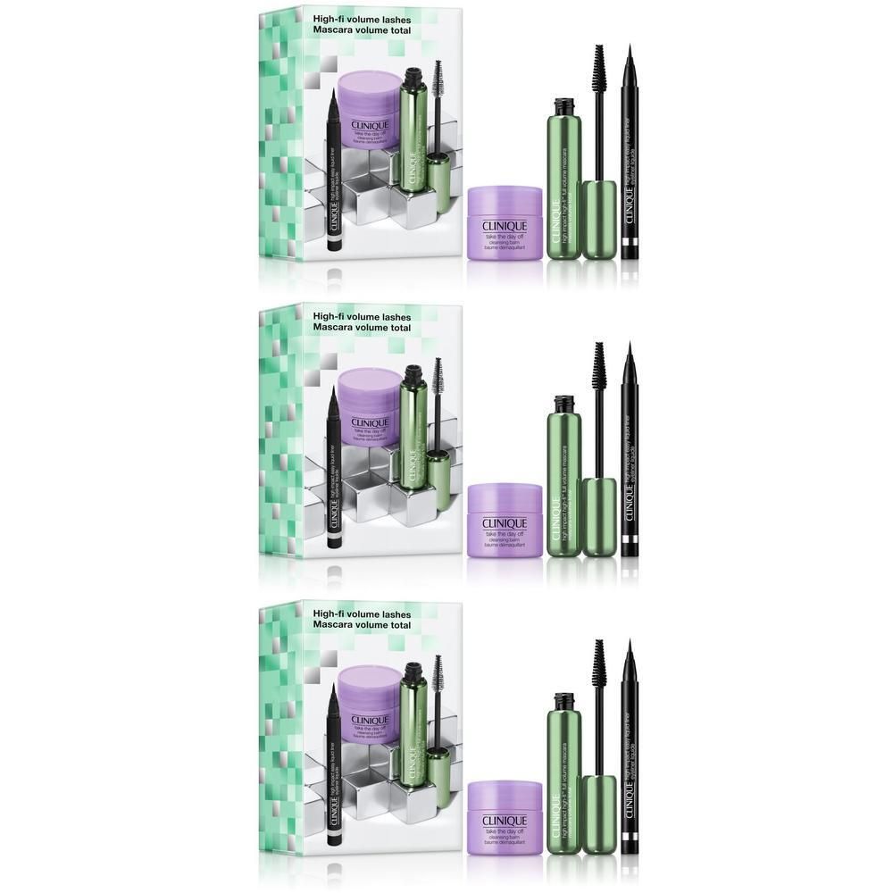 Set Clinique High-Fi Volume Lashes : mascara, eye-liner et baume nettoyant en coffret cadeau.