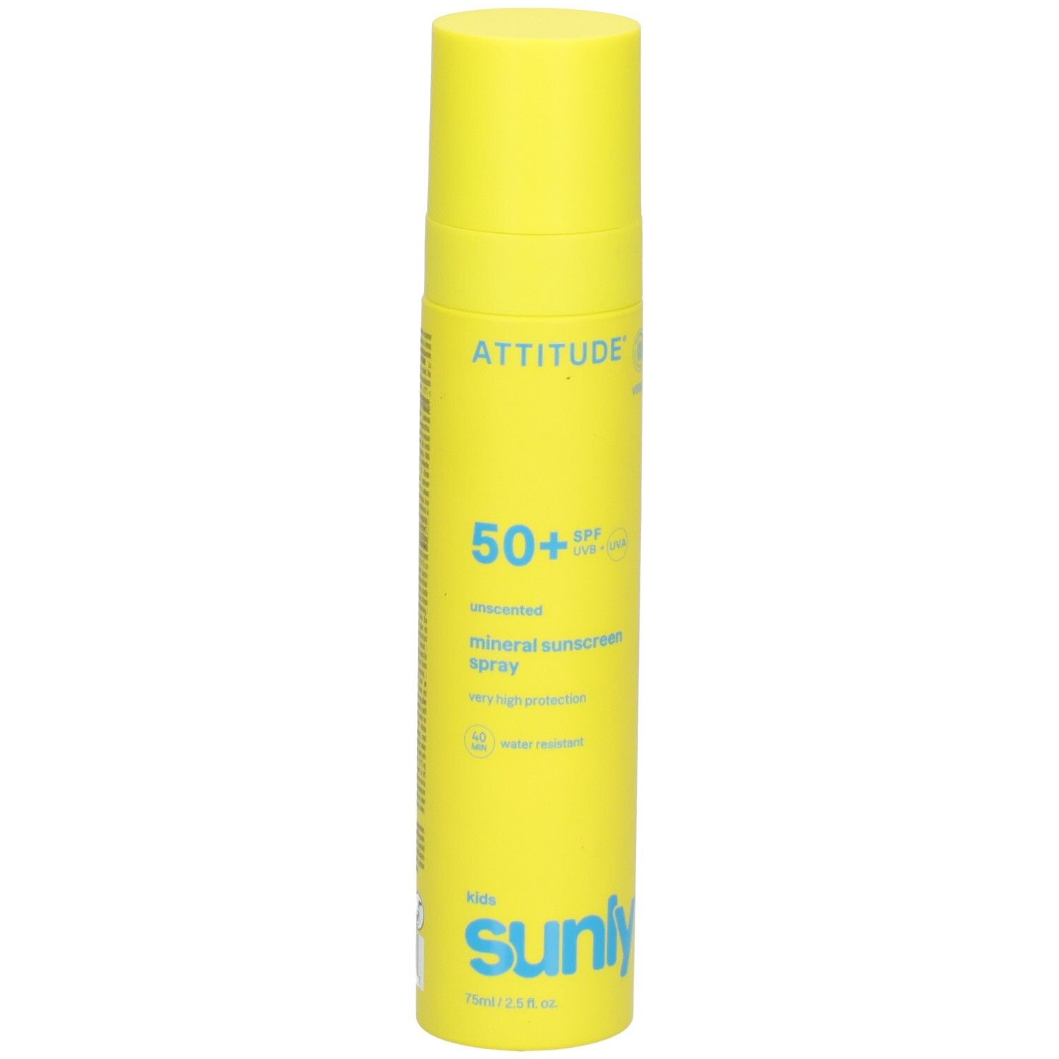 ATTITUDE Spray écran solaire minéral pour enfants, FPS 50+, sans parfum.