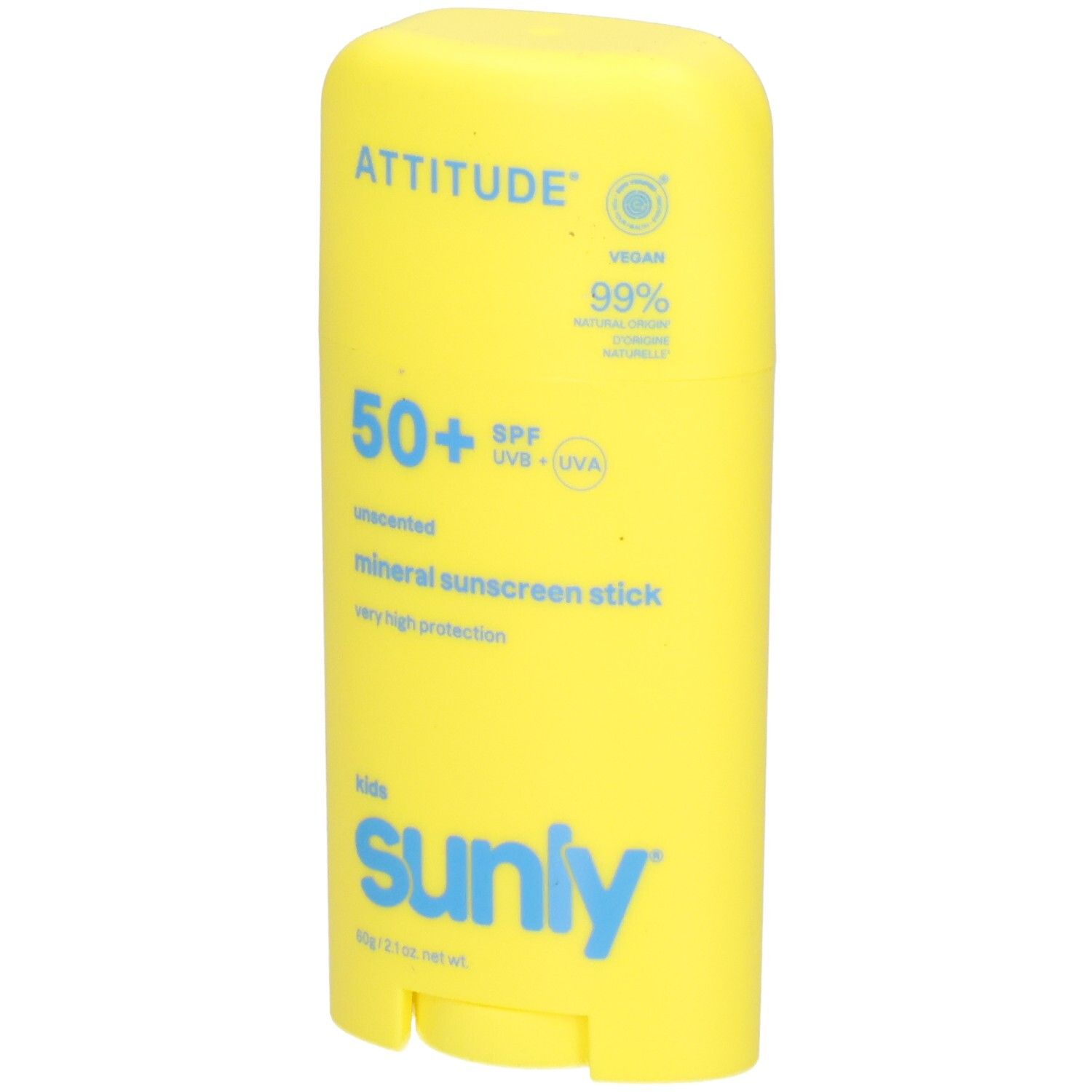 Gelber Sonnenschutzstift mit SPF 50+ und "sunly" Aufschrift.
