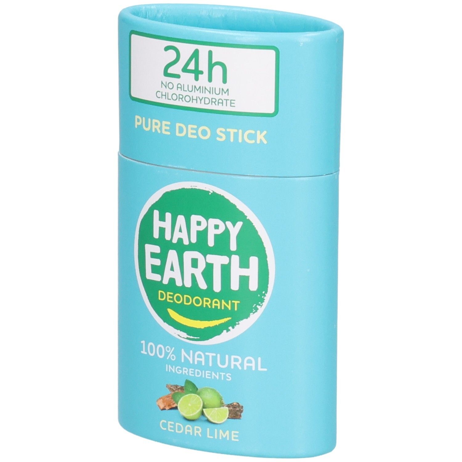 Happy Earth Deodorant Stick Cedar Lime, 24h Schutz, 100% natürliche Inhaltsstoffe.