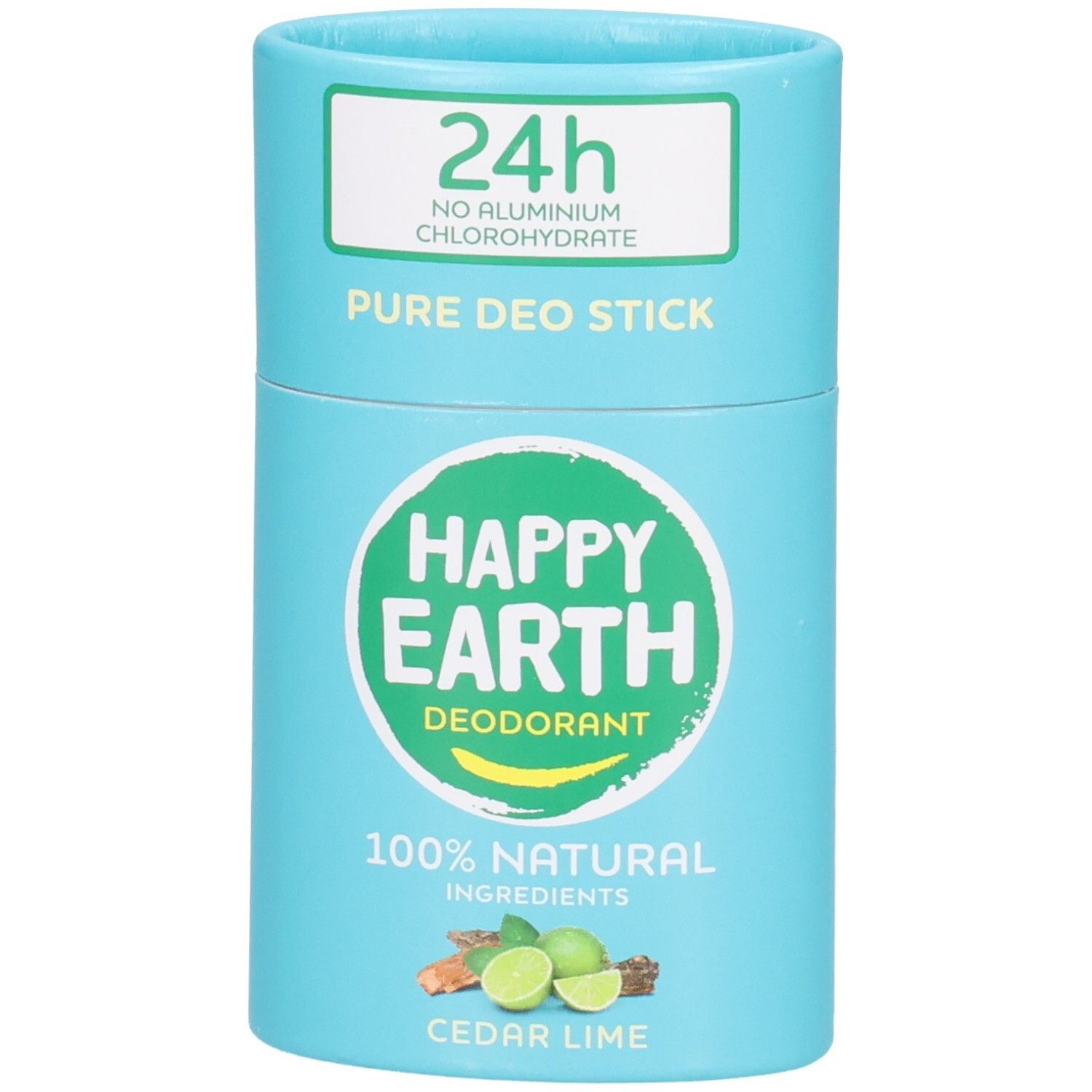 Happy Earth Deodorant Stick Cedar Lime, 24h Schutz, 100% natürliche Inhaltsstoffe.